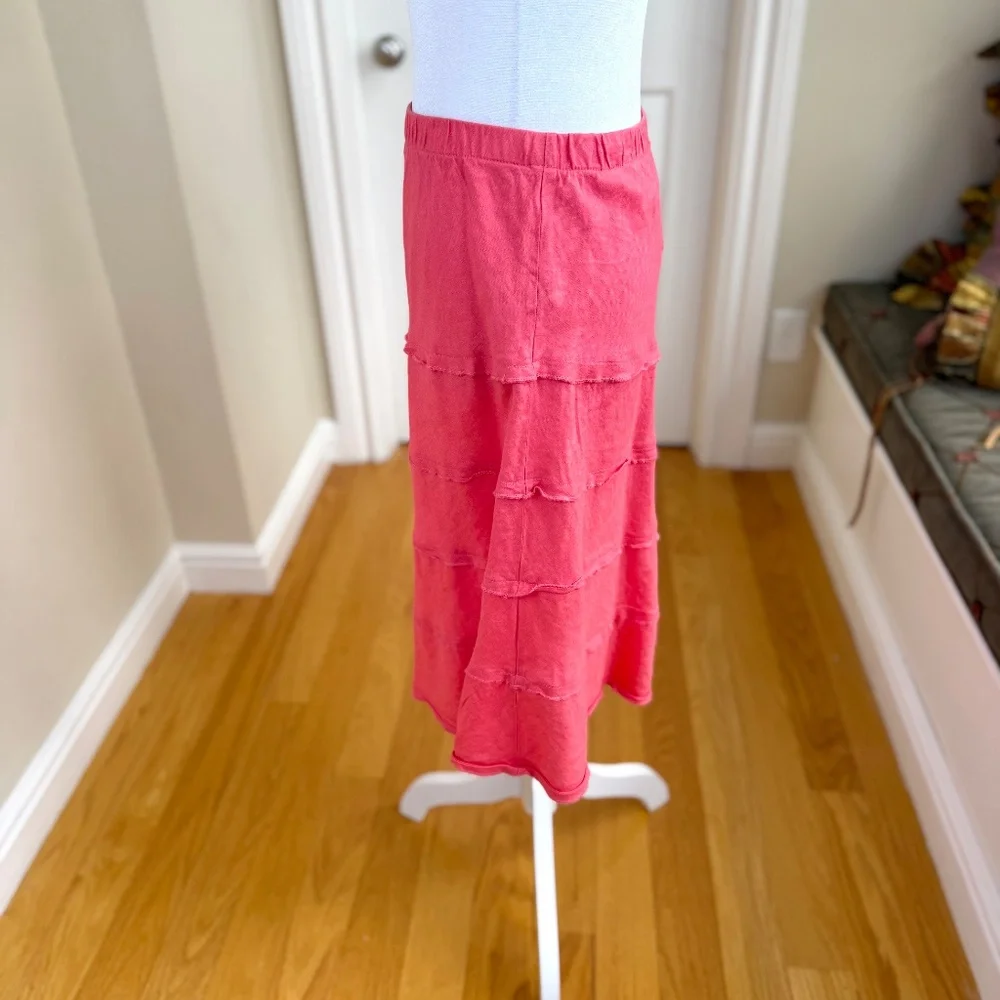 Soft Surroundings Skirt Linen Pull-On Coral (L) - Picture 3 of 7